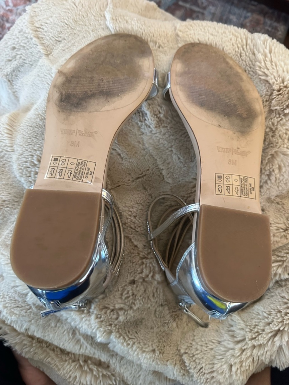 White House Black Market Rhinestone Silver Ankle-Strap Sandals - Picture 3 of 5